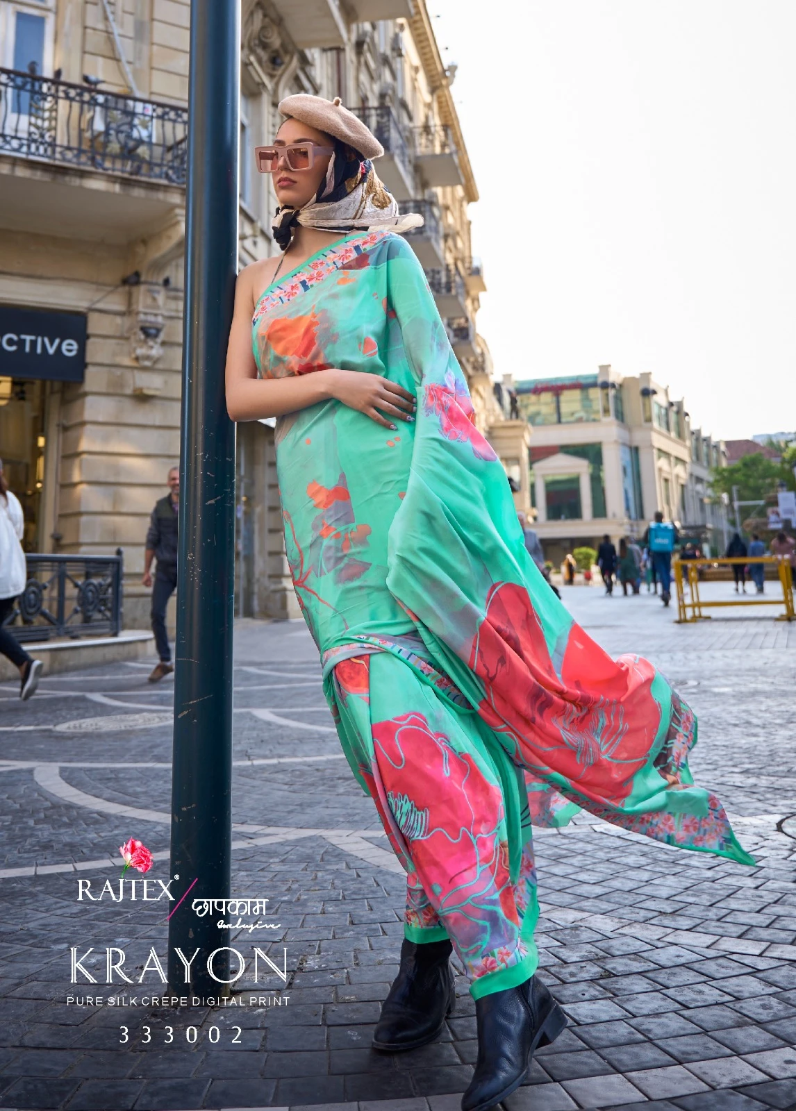Rajtex Krayon Silk Crape Wholesale Fancy Saree Catalog — Wholesale Sarees, rajtex wholesale from Surat - Gallery Image 7